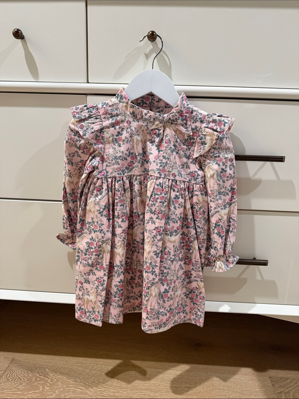 NWT Janie and Jack Pink Floral Ruffle Long-Sleeve Dress